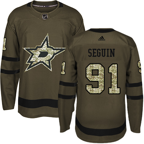 Adidas Stars #91 Tyler Seguin Green Salute to Service Youth Stitched NHL Jersey